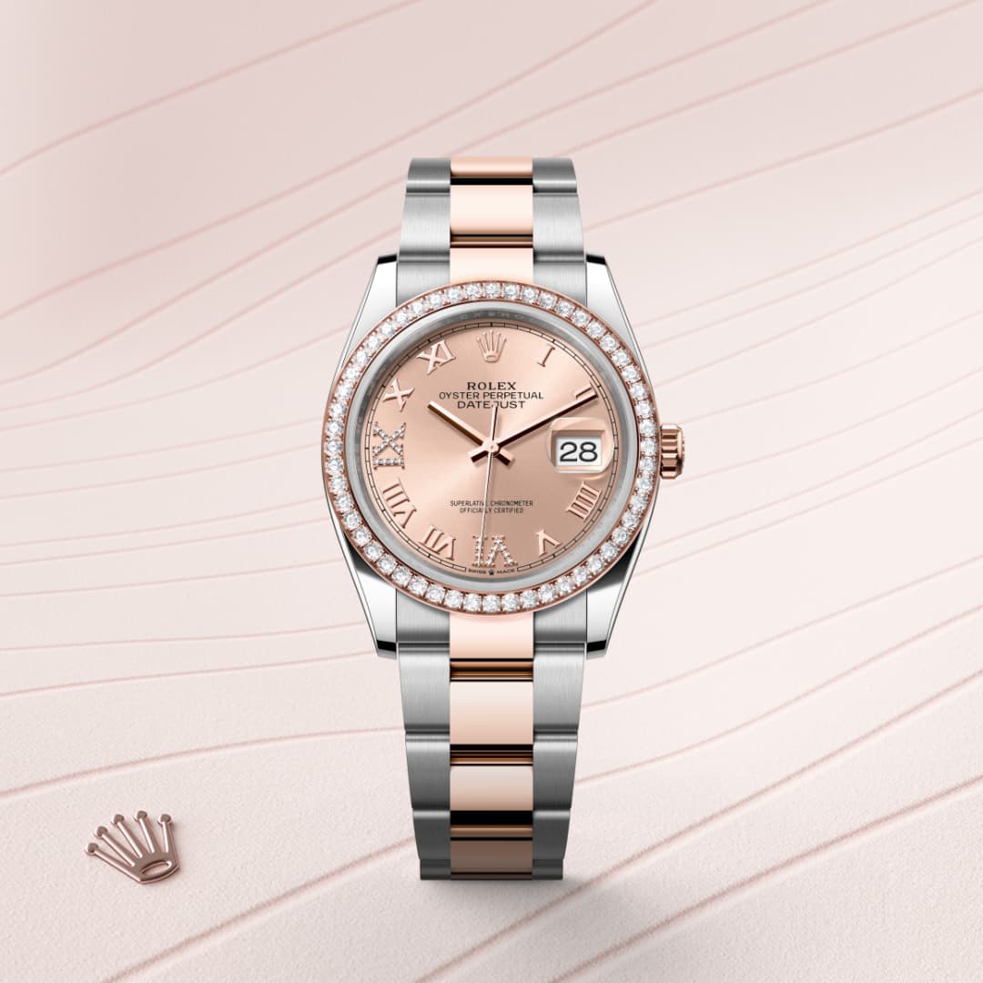 Rolex Datejust 36 Oyster, 36 mm, Edelstahl Oystersteel und Everose-Gold mit Diamanten M126281RBR-0016
