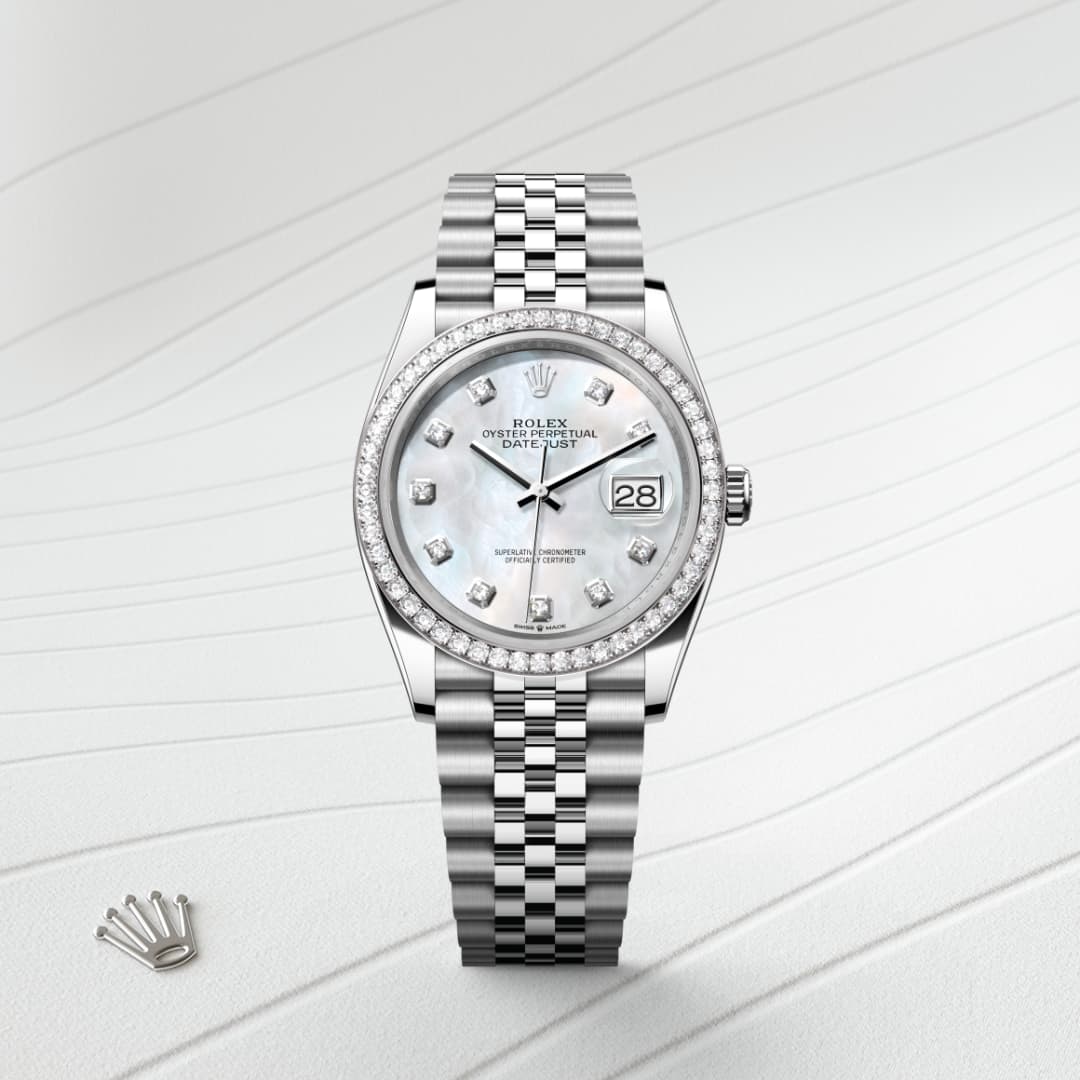 Rolex Datejust 36 Oyster, 36 mm, Oystersteel, white gold and diamonds M126284RBR-0011