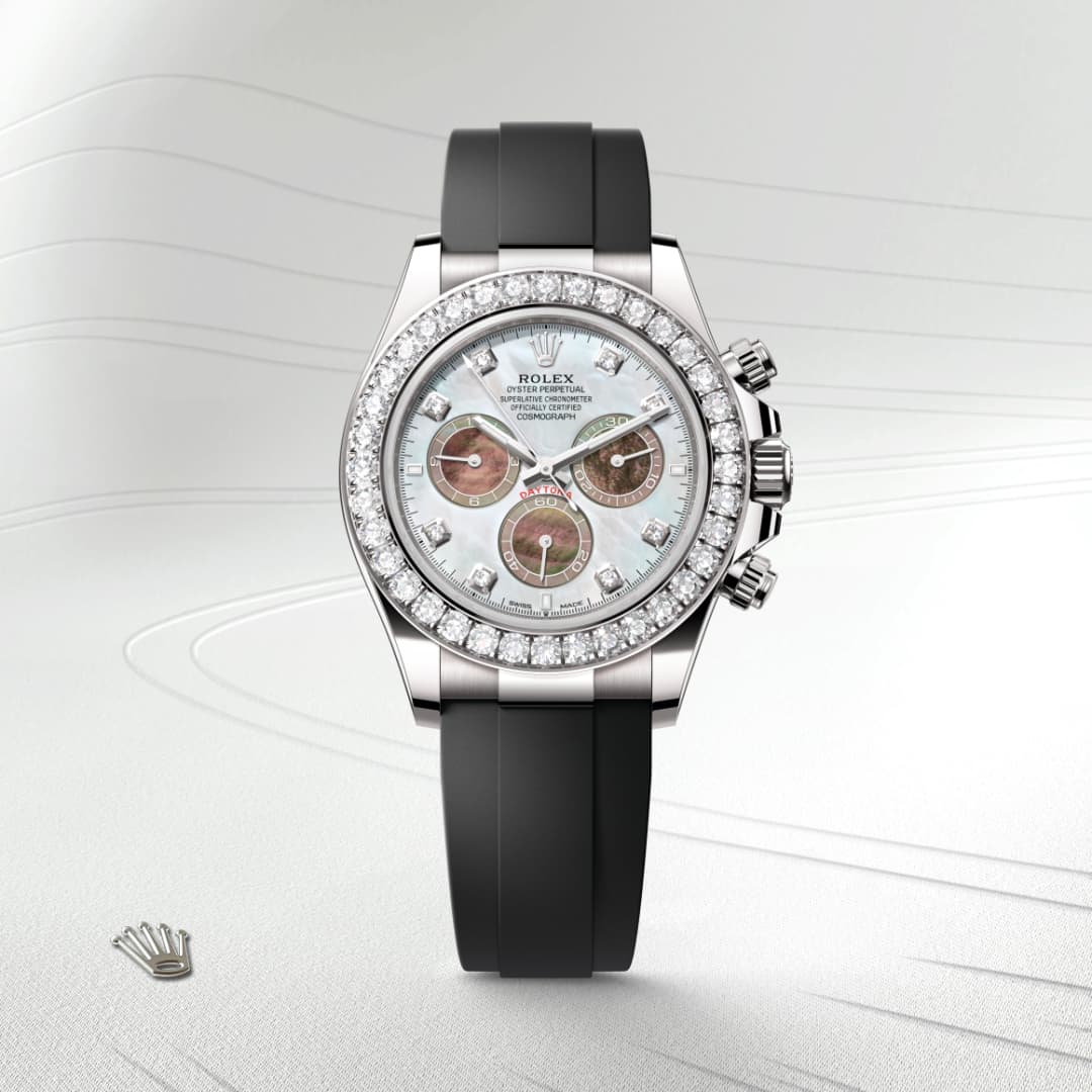 Rolex Cosmograph Daytona Oyster, 40 mm, Weißgold mit Diamanten M126589RBR-0001