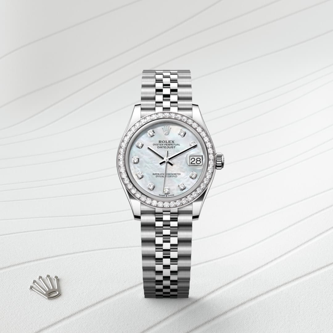 Rolex Datejust 31 Oyster, 31 mm, Edelstahl Oystersteel und Weißgold mit Diamanten M278384RBR-0008