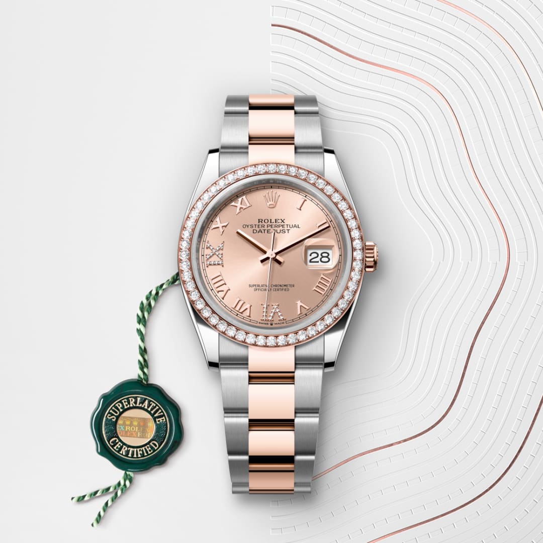 Rolex Datejust 36 Oyster, 36 mm, Edelstahl Oystersteel und Everose-Gold mit Diamanten M126281RBR-0016