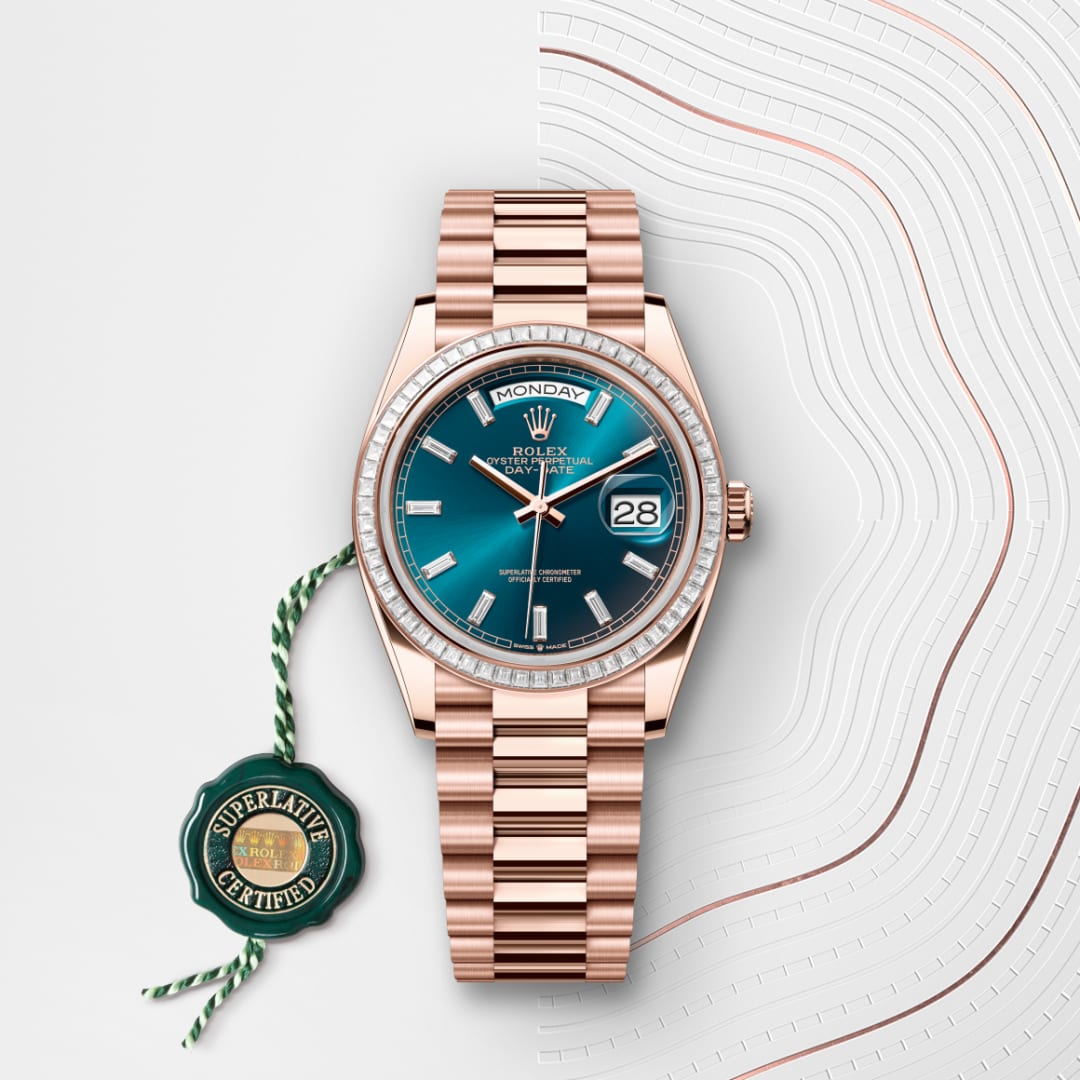 Rolex Day-Date 36 Oyster, 36 mm, Everose-Gold mit Diamanten M128395TBR-0032