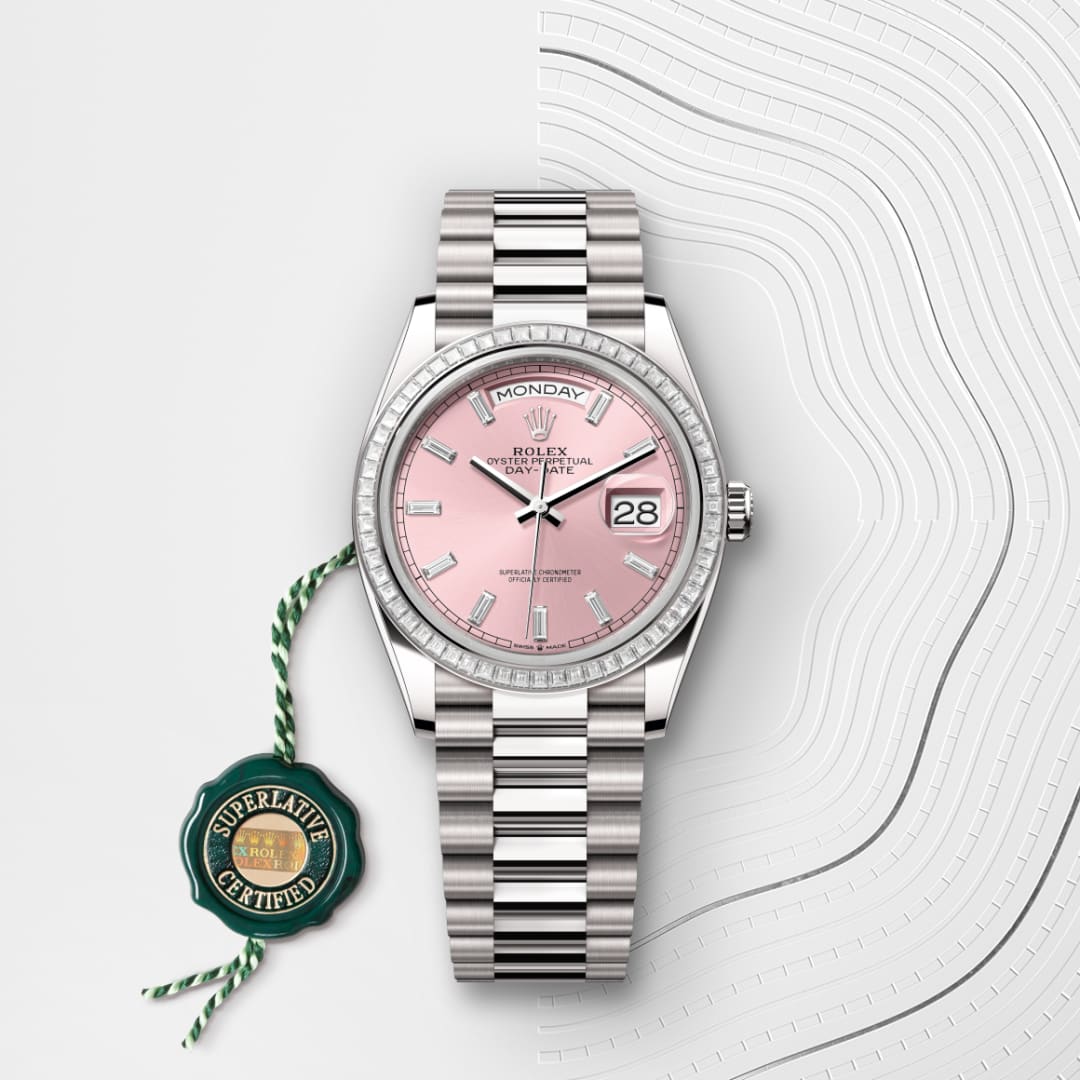 Rolex Day-Date 36 Oyster, 36 mm, white gold and diamonds M128399TBR-0029