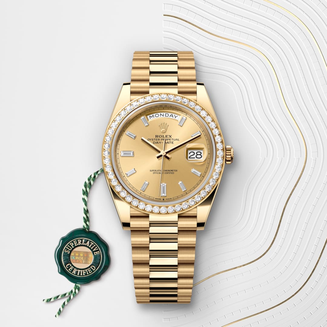 Rolex Day-Date 40 Oyster, 40 mm, Gelbgold mit Diamanten M228348RBR-0002