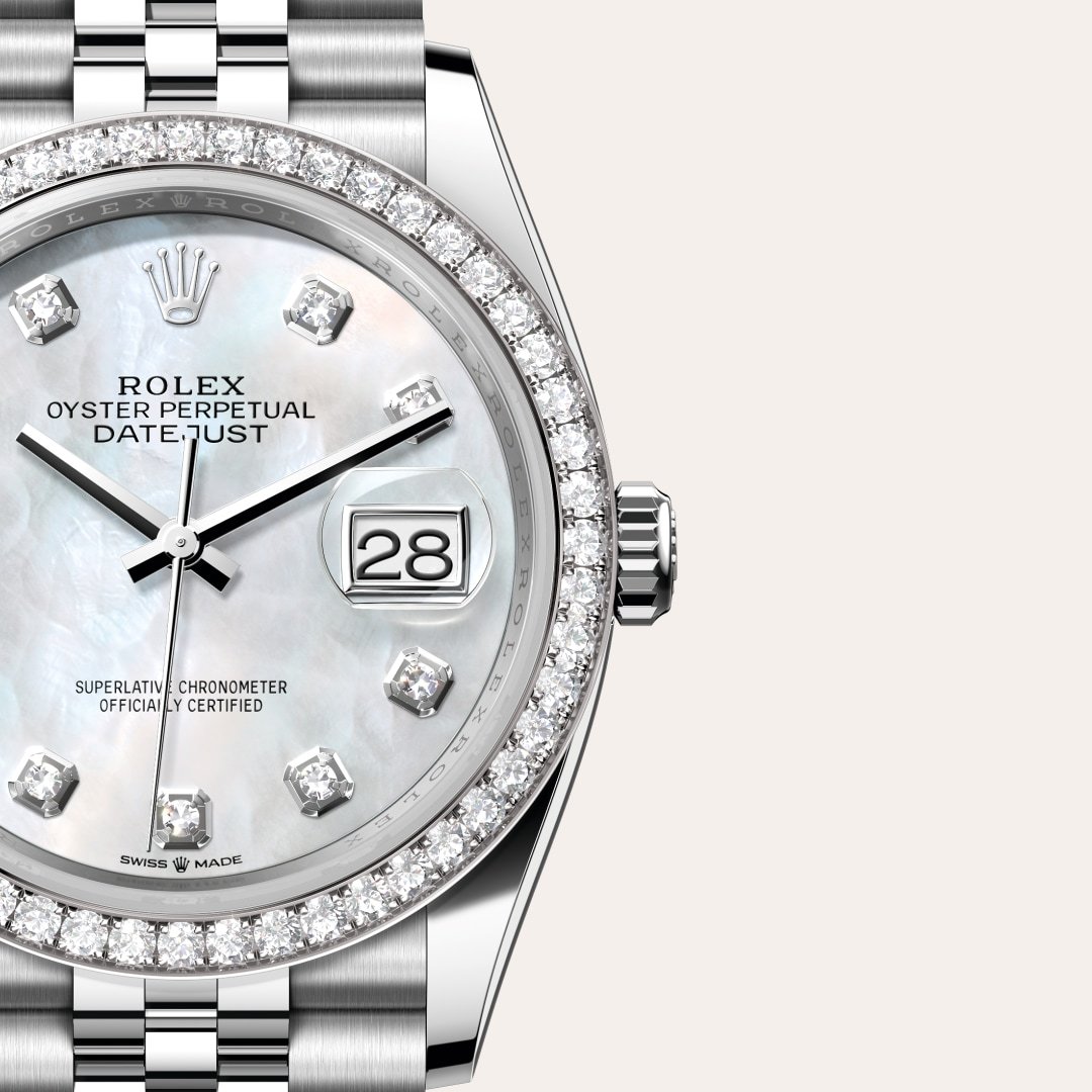 Rolex Datejust 36 Oyster, 36 mm, Oystersteel, white gold and diamonds M126284RBR-0011