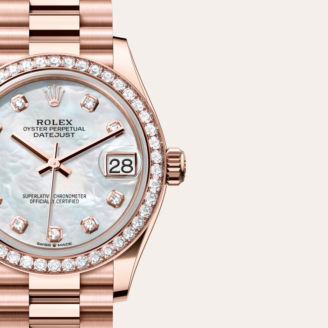 Rolex Datejust 31 Oyster, 31 mm, Everose gold and diamonds M278285RBR-0005