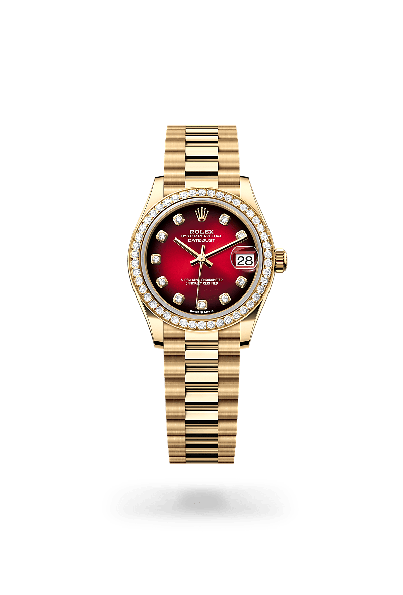 Rolex Datejust 31 Oyster, 31 mm, Gelbgold mit Diamanten m278288rbr-0041