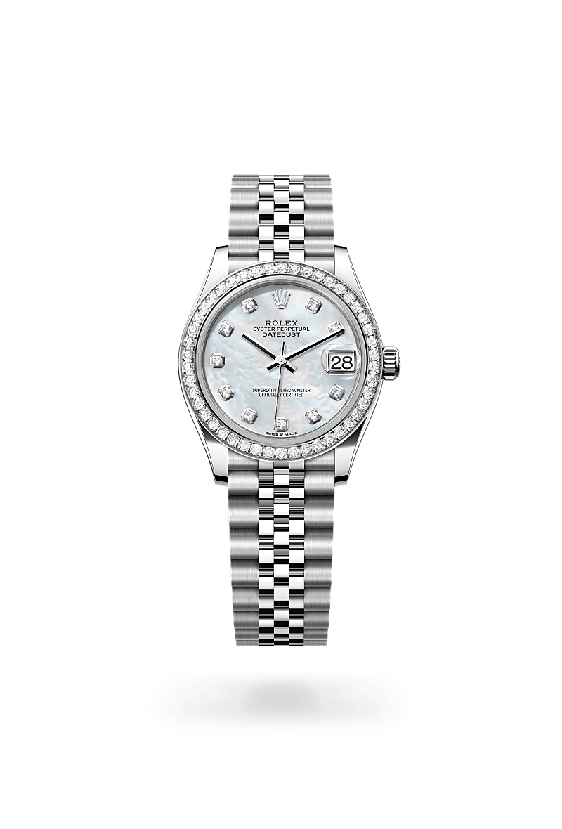 Rolex Datejust 31 Oyster, 31 mm, Edelstahl Oystersteel und Weißgold mit Diamanten m278384rbr-0008