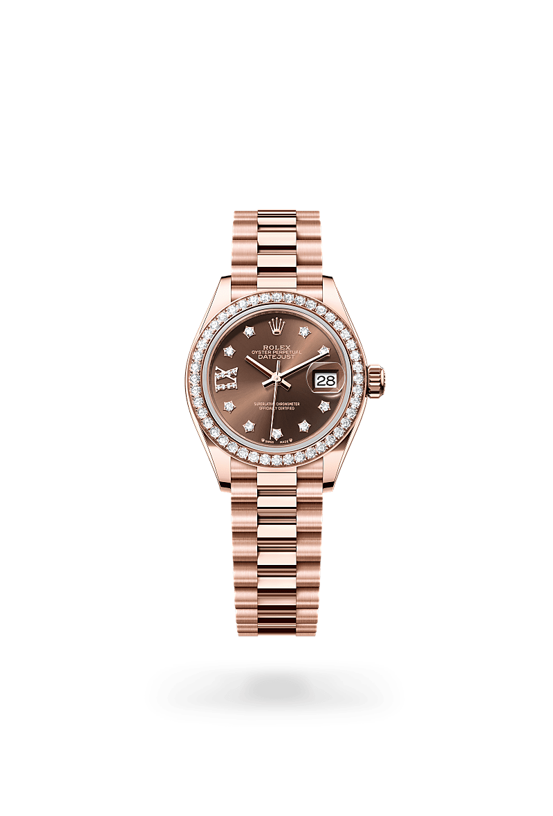 Rolex Lady-Datejust Oyster, 28 mm, Everose gold and diamonds m279135rbr-0001