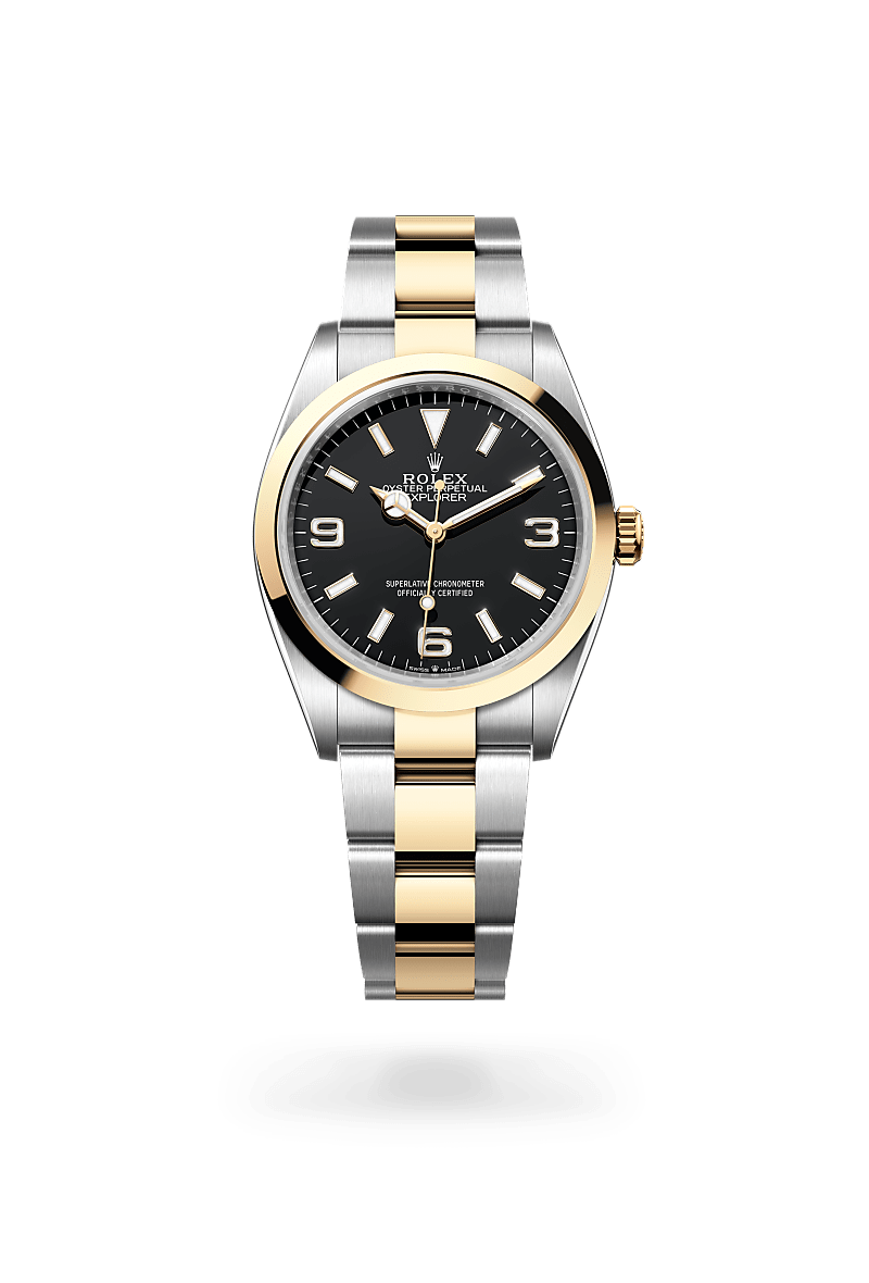 Rolex Explorer 36 Oyster, 36 mm, Edelstahl Oystersteel und Gelbgold m124273-0001