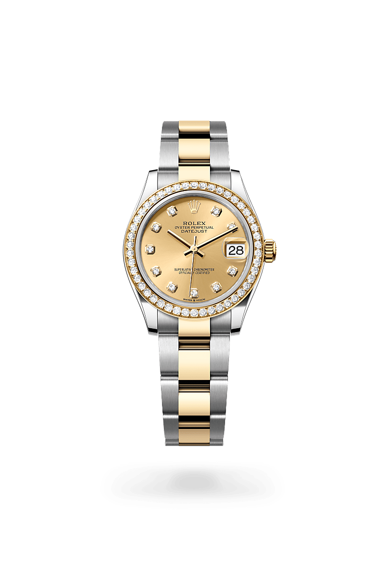 Rolex Datejust 31 Oyster, 31 mm, Edelstahl Oystersteel und Gelbgold mit Diamanten m278383rbr-0025