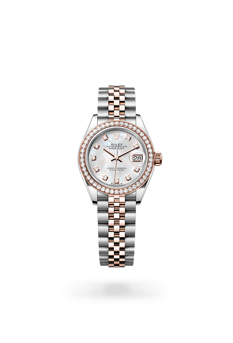 Rolex Lady-Datejust Oyster, 28 mm, Edelstahl Oystersteel und Everose-Gold mit Diamanten M279381RBR-0013
